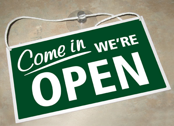 WE'RE OPEN & SORRY WE'RE CLOSED 3MM RIGID HANGING SIGN SHOP WINDOW ANY COLOUR 