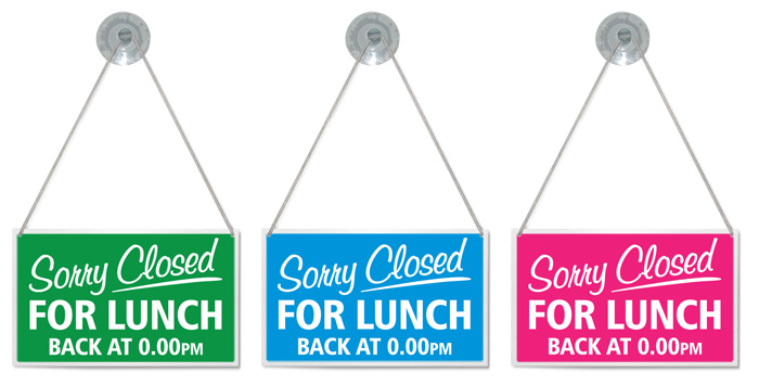 Back At Xx Hanging Shop Door Sign Any Colour Custom Sorry Closed
